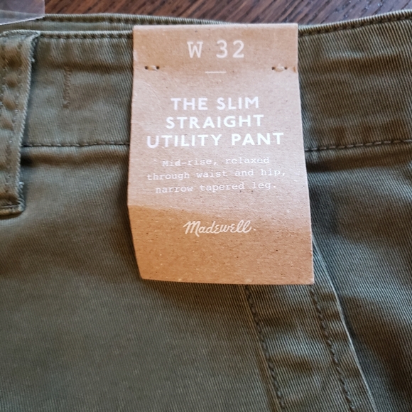 Madewell Slim Straight Utility Pant 32 NWT army green - Picture 12 of 14